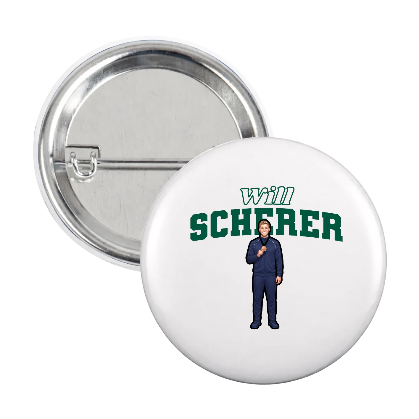 Game Day Button — Name Arch in White