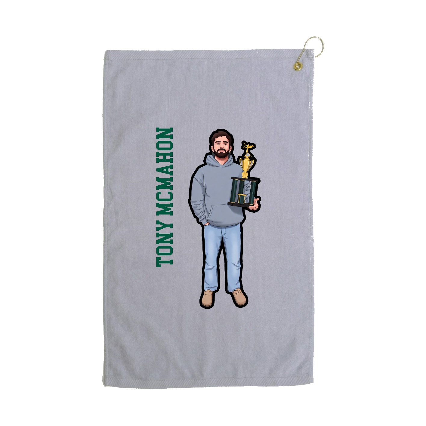 Golf Towel — Name Vertical in Grey