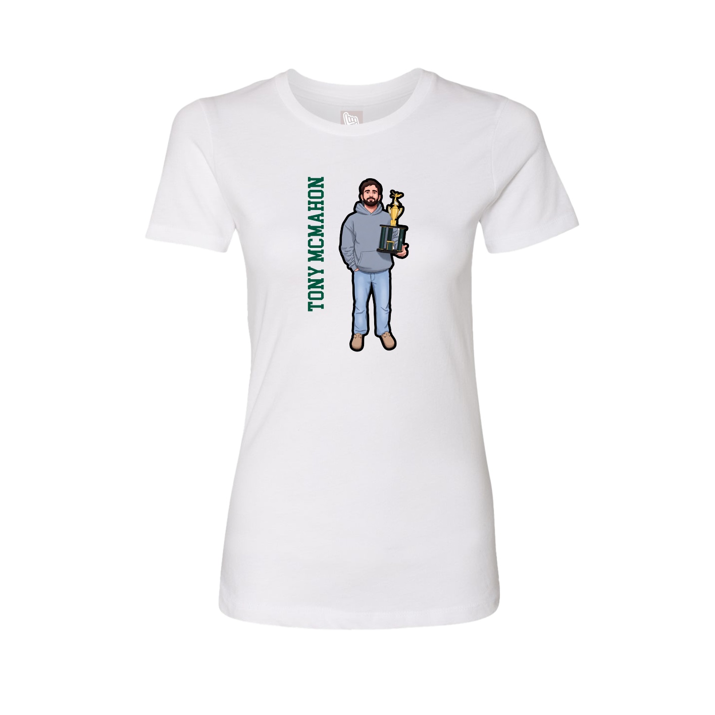 Fitted Women's Tee — Name Vertical in White