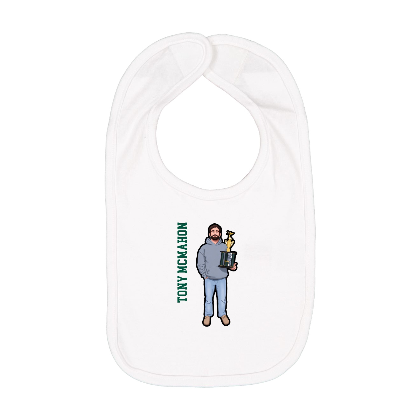 Infant Bib — Name Vertical in White
