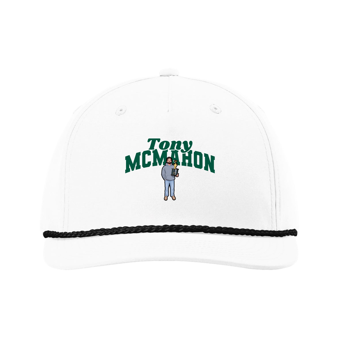 Five-Panel Classic Rope Cap — Signature Arch in White