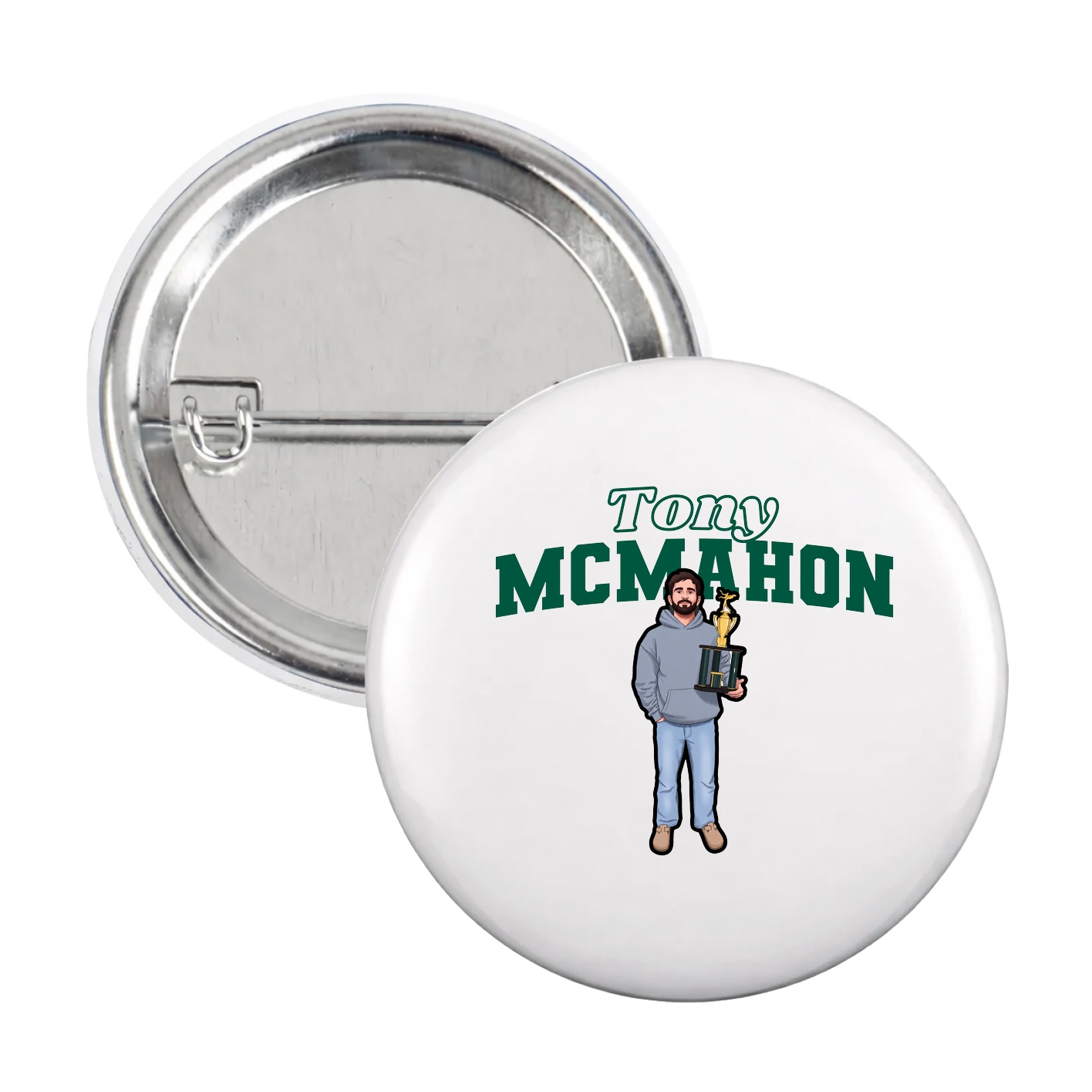 Game Day Button — Name Arch in White