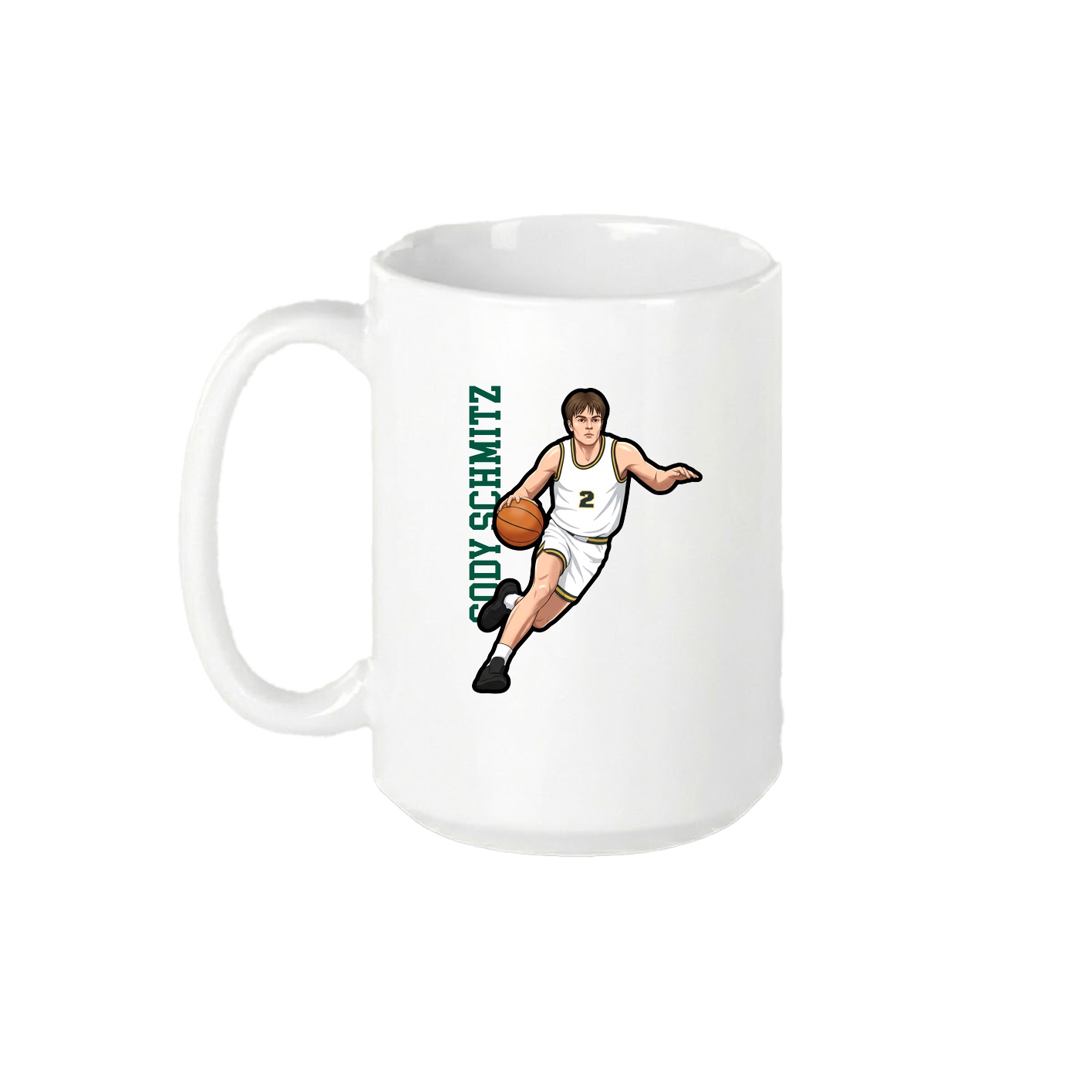 15oz Coffee Mug — Name Vertical in White