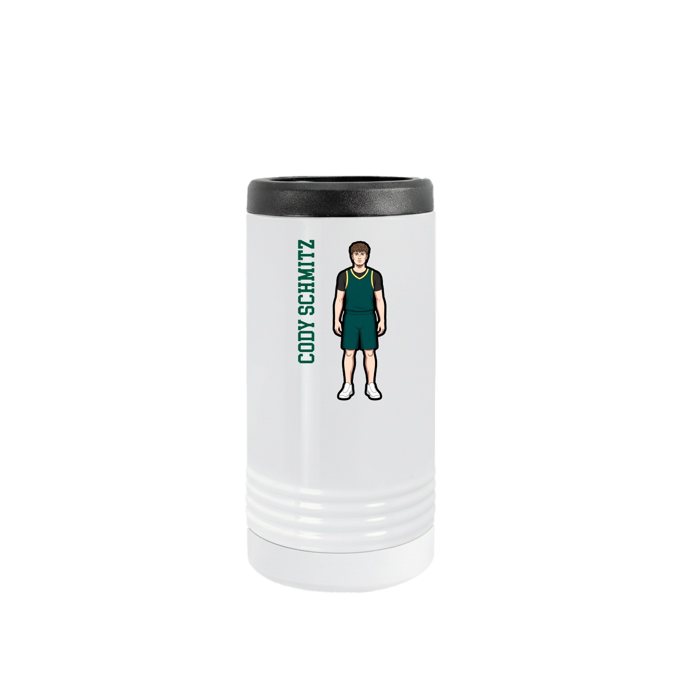 Slim Beverage Holder — Name Vertical in White
