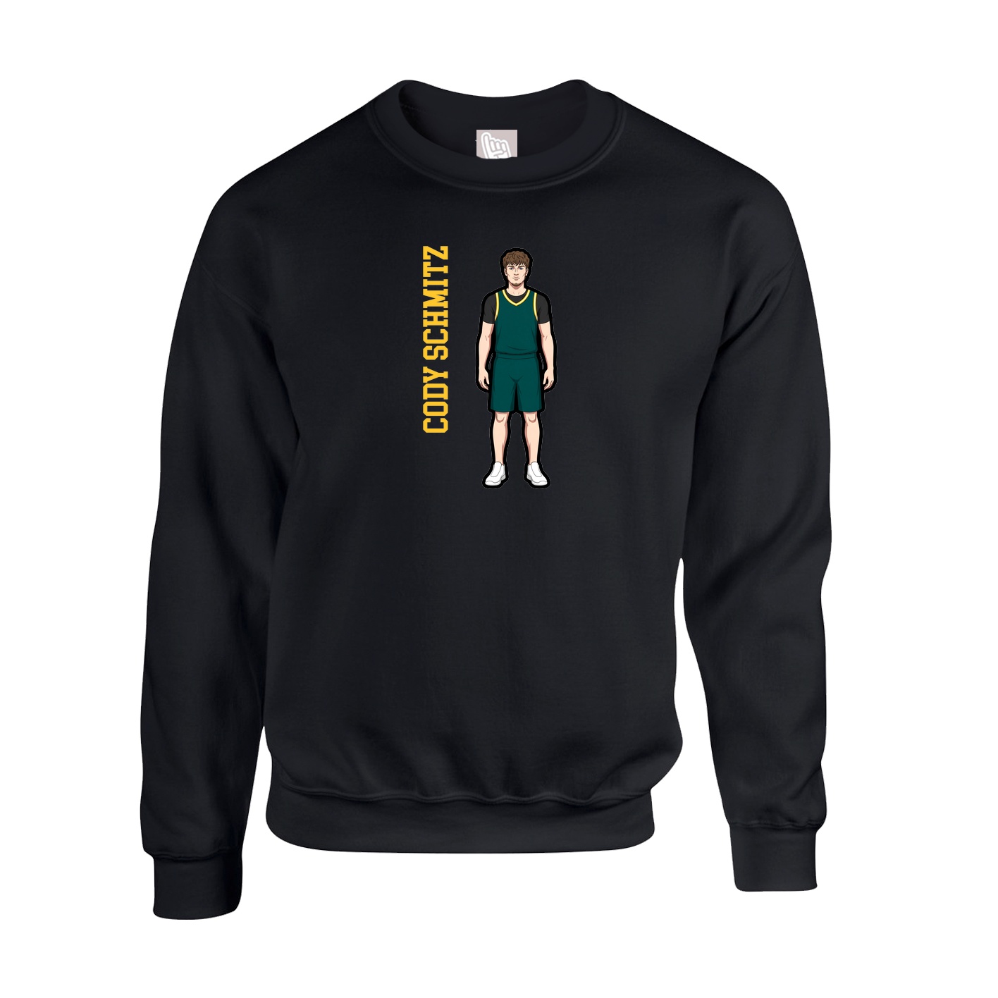 Fleece Crew — Name Vertical in Black
