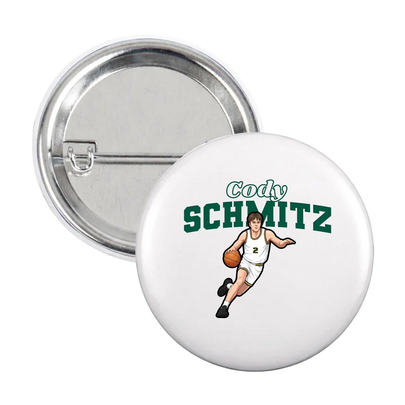 Game Day Button — Name Arch in White
