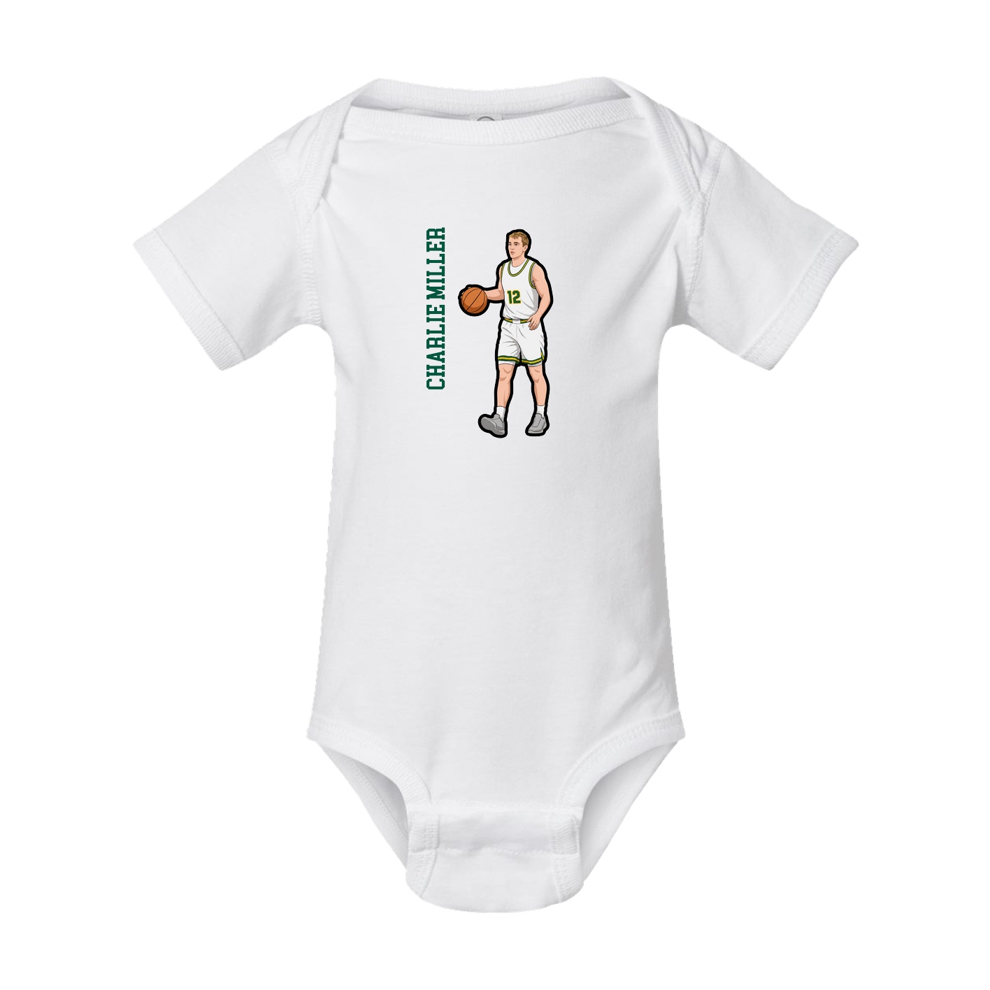 Baby Onesie — Name Vertical in White