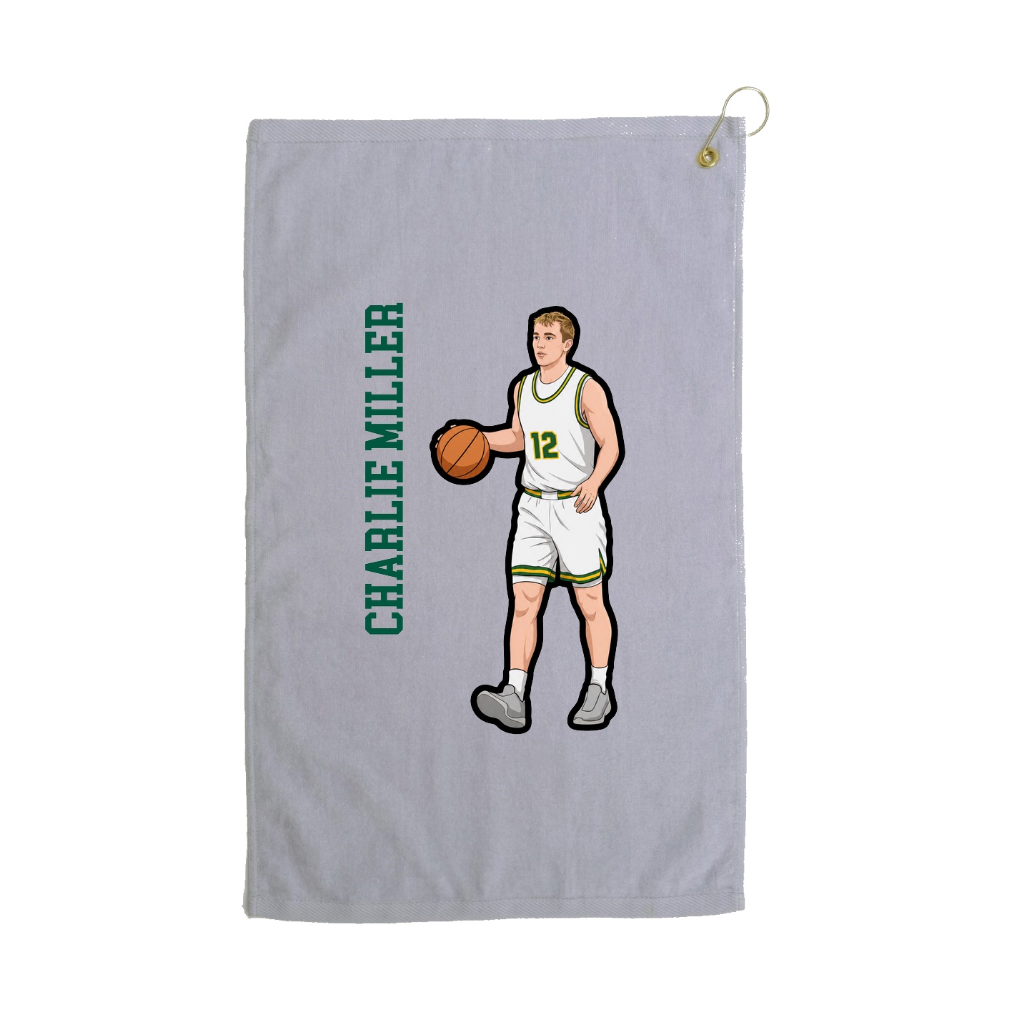 Golf Towel — Name Vertical in Grey