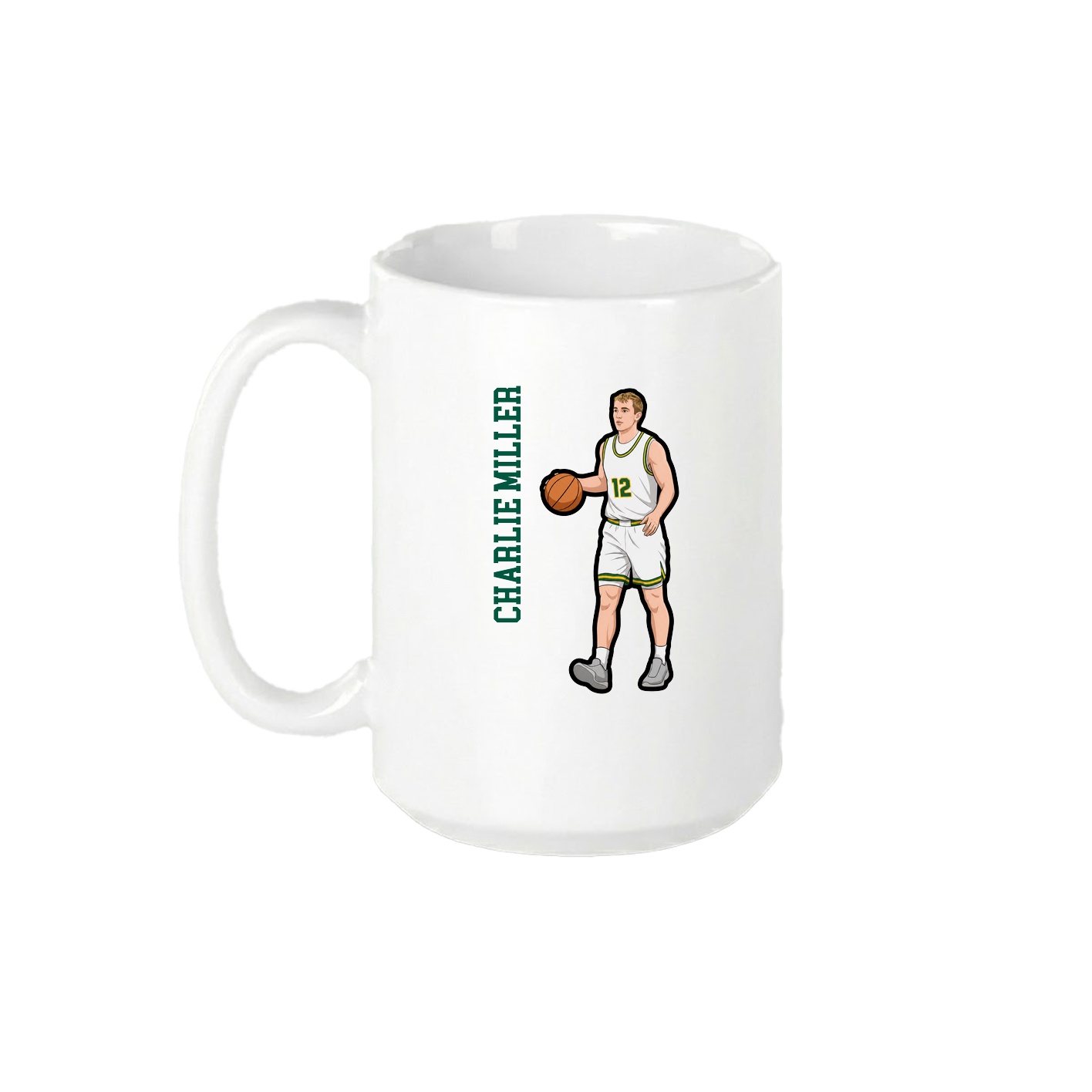 15oz Coffee Mug — Name Vertical in White