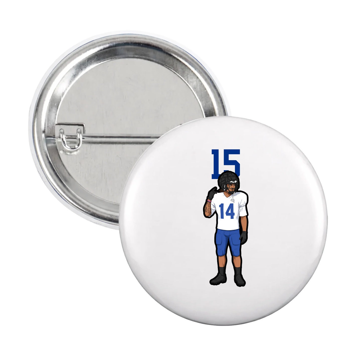Game Day Button — Number Top in White
