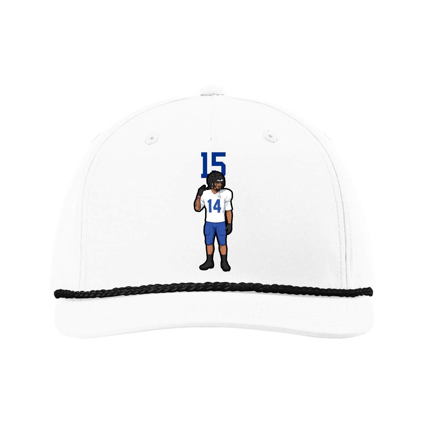 Five-Panel Classic Rope Cap — Number Top in White