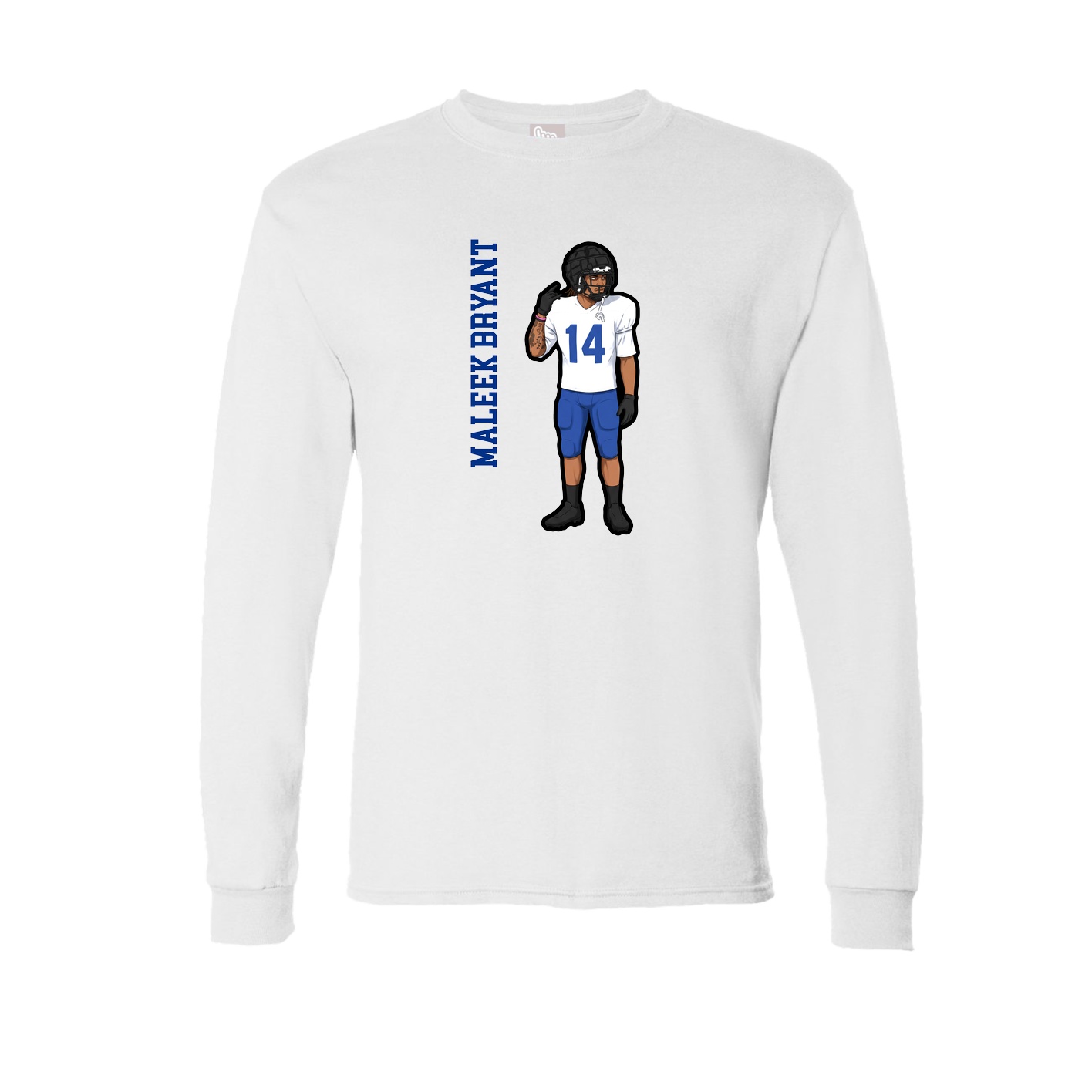Long Sleeve Tee — Name Vertical in White
