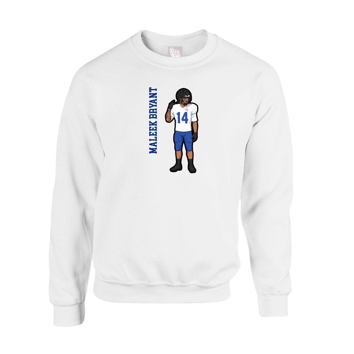 Fleece Crew — Name Vertical in White