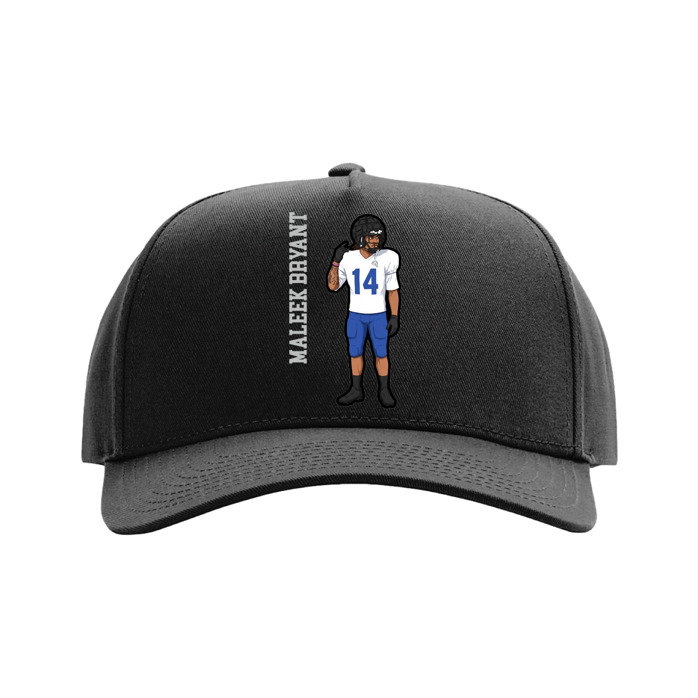 Full Fabric Five-Panel Champ Cap — Name Vertical in Black