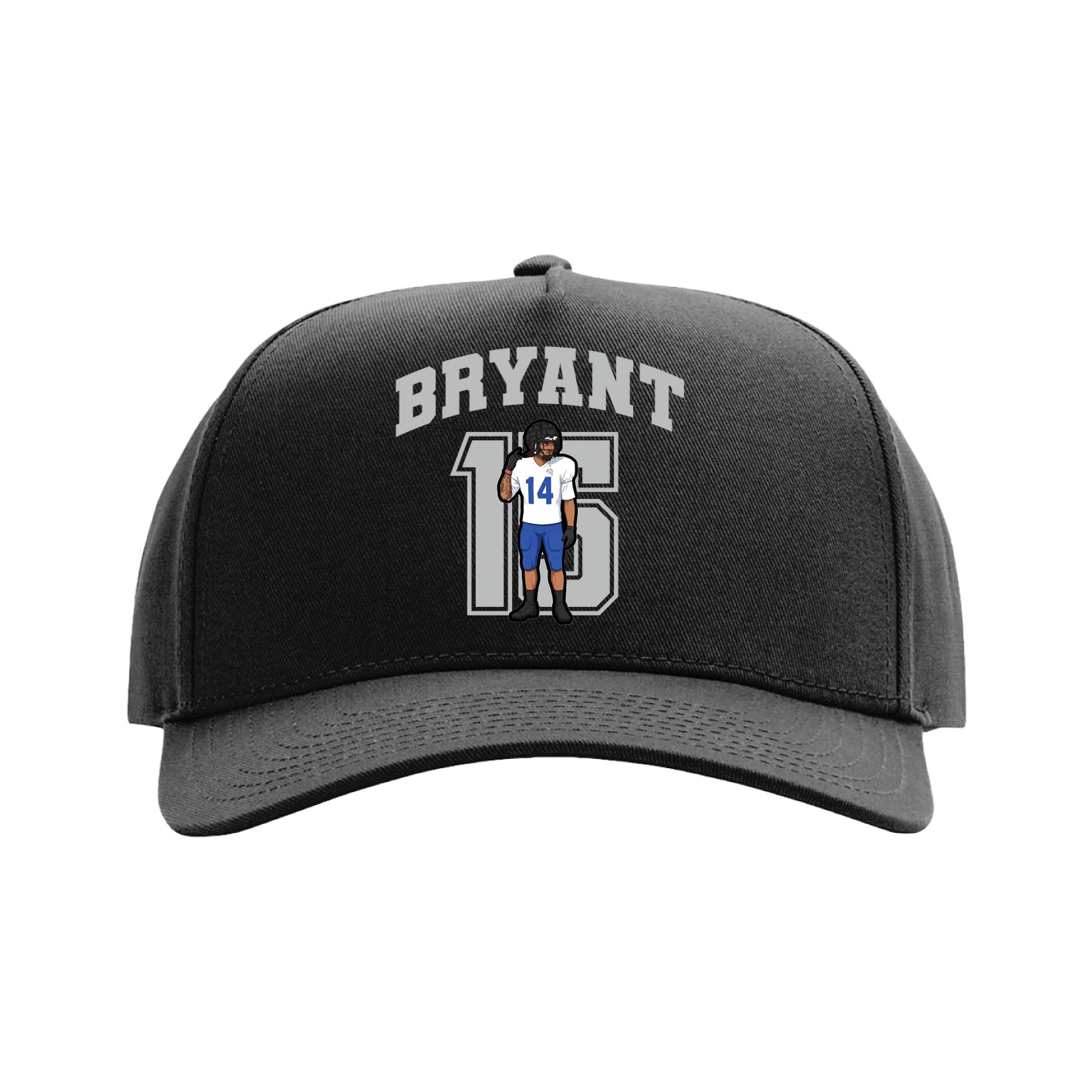 Full Fabric Five-Panel Champ Cap — Number in Black