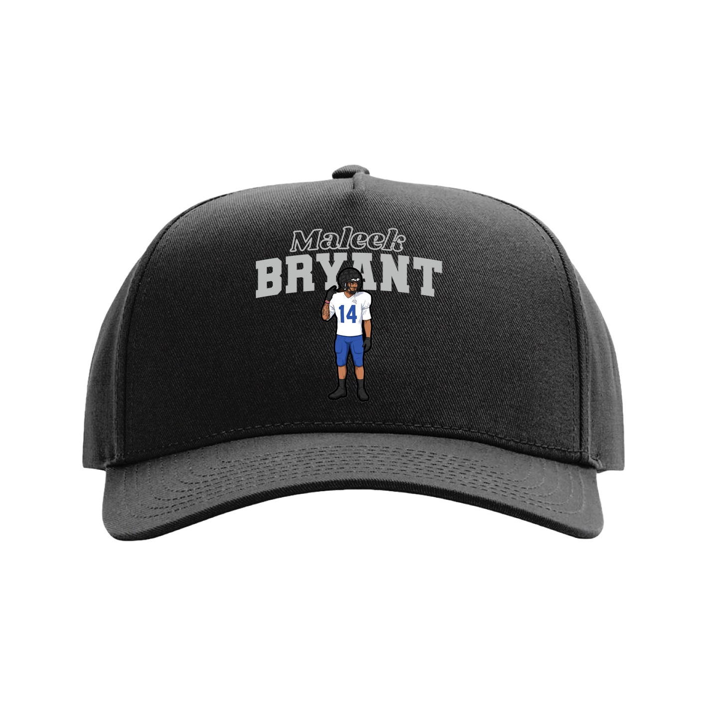 Full Fabric Five-Panel Champ Cap — Name Arch in Black