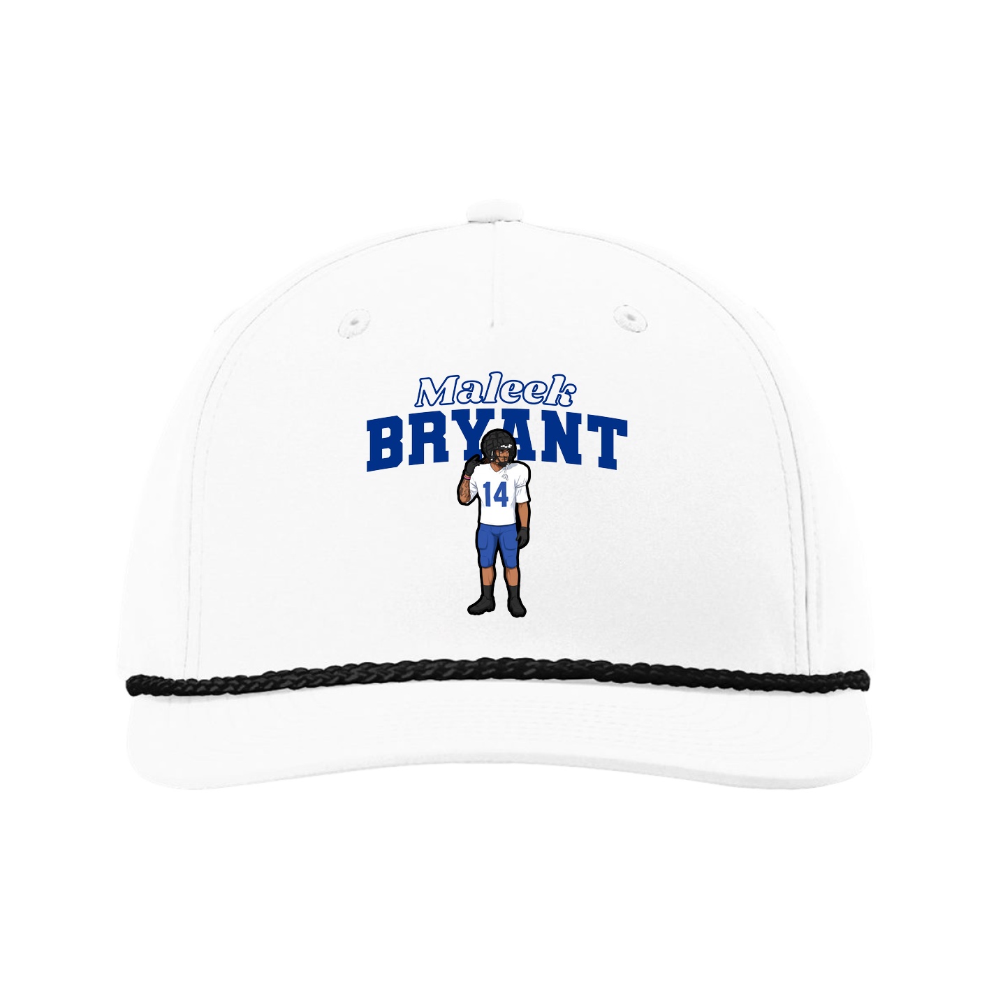 Five-Panel Classic Rope Cap — Name Arch in White