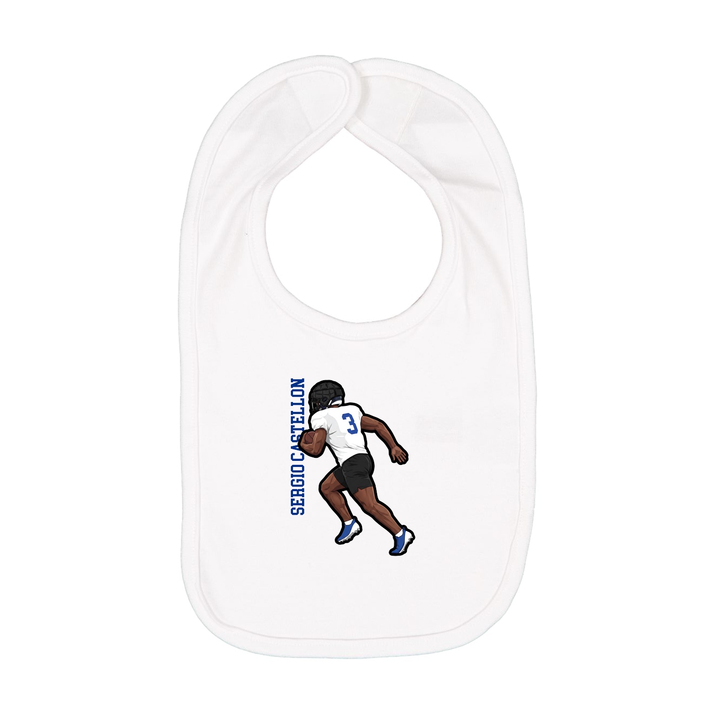 Infant Bib — Name Vertical in White