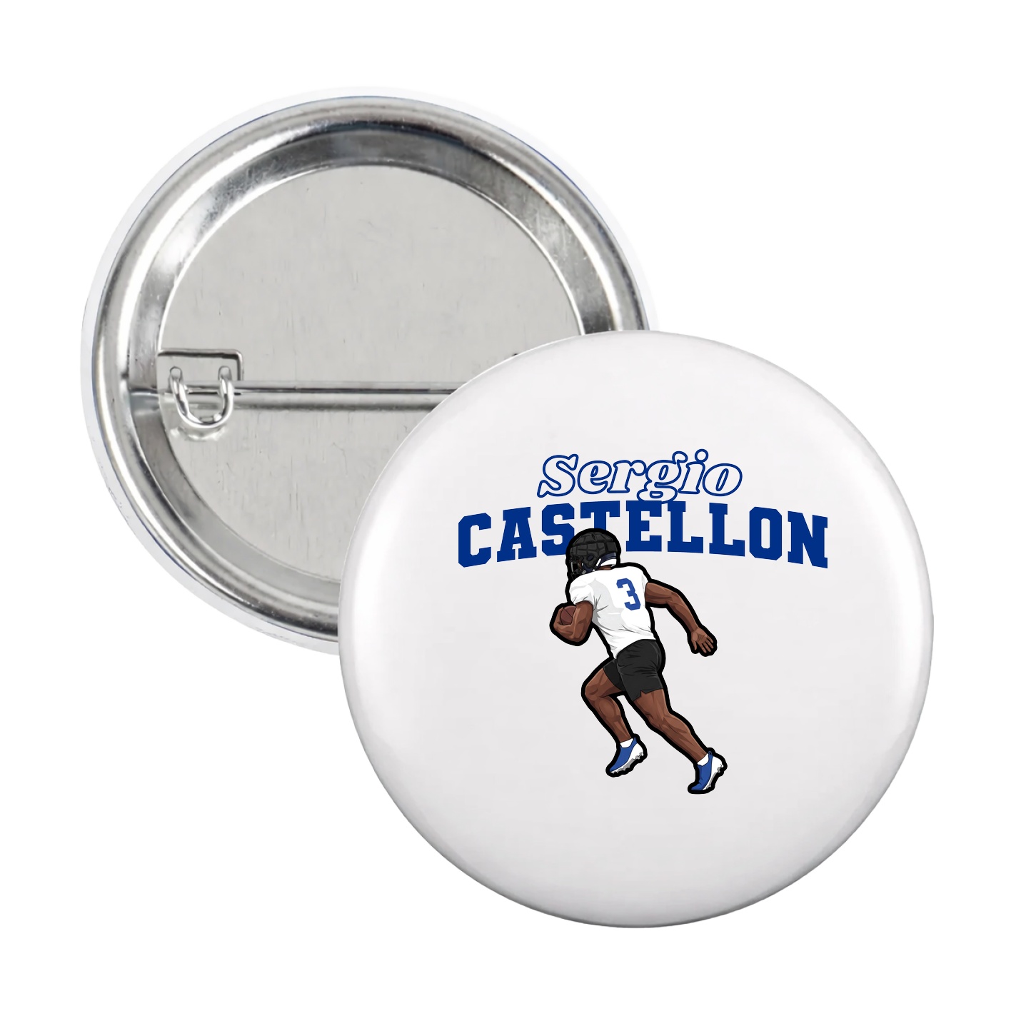 Game Day Button — Name Arch in White