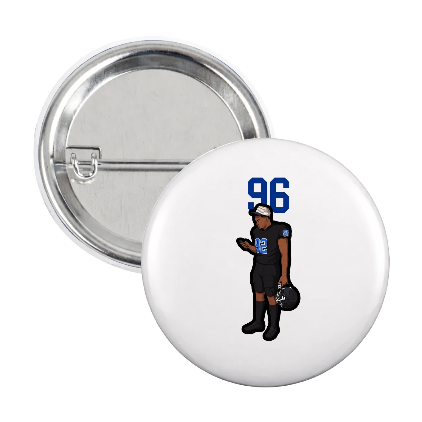 Game Day Button — Number Top in White
