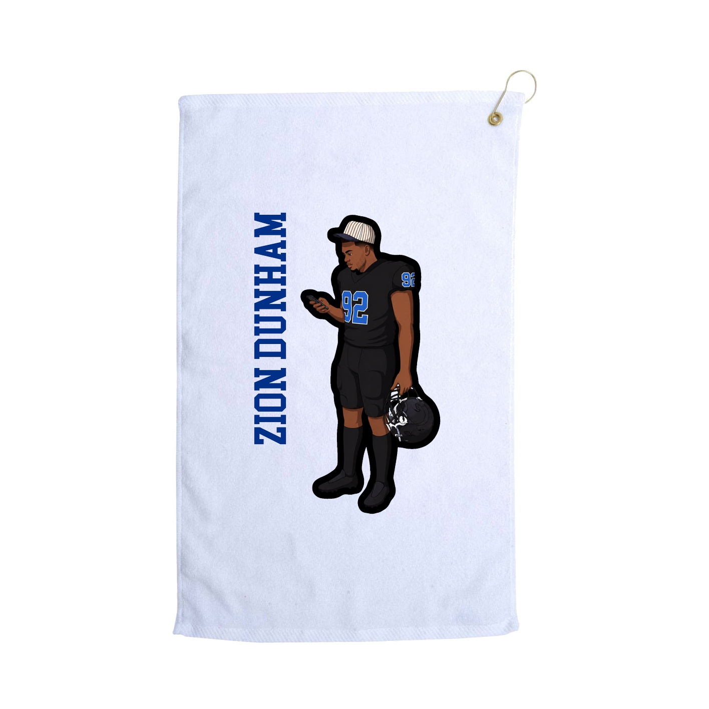 Golf Towel — Name Vertical in White
