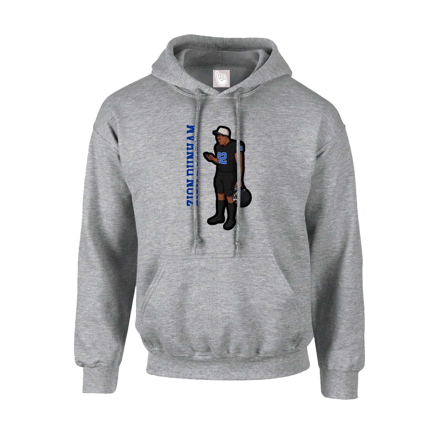 Hoodie — Name Vertical in Grey