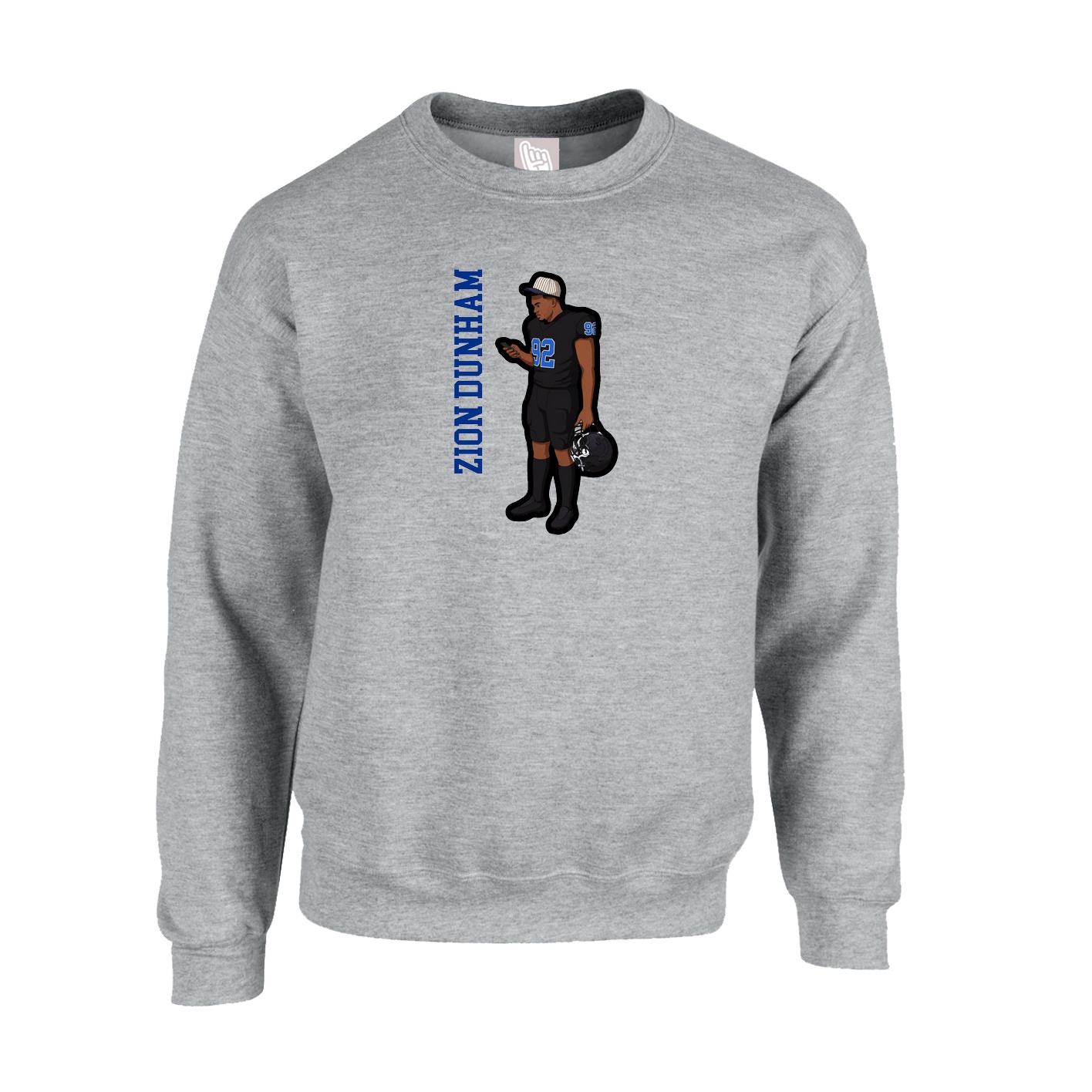 Fleece Crew — Name Vertical in Grey