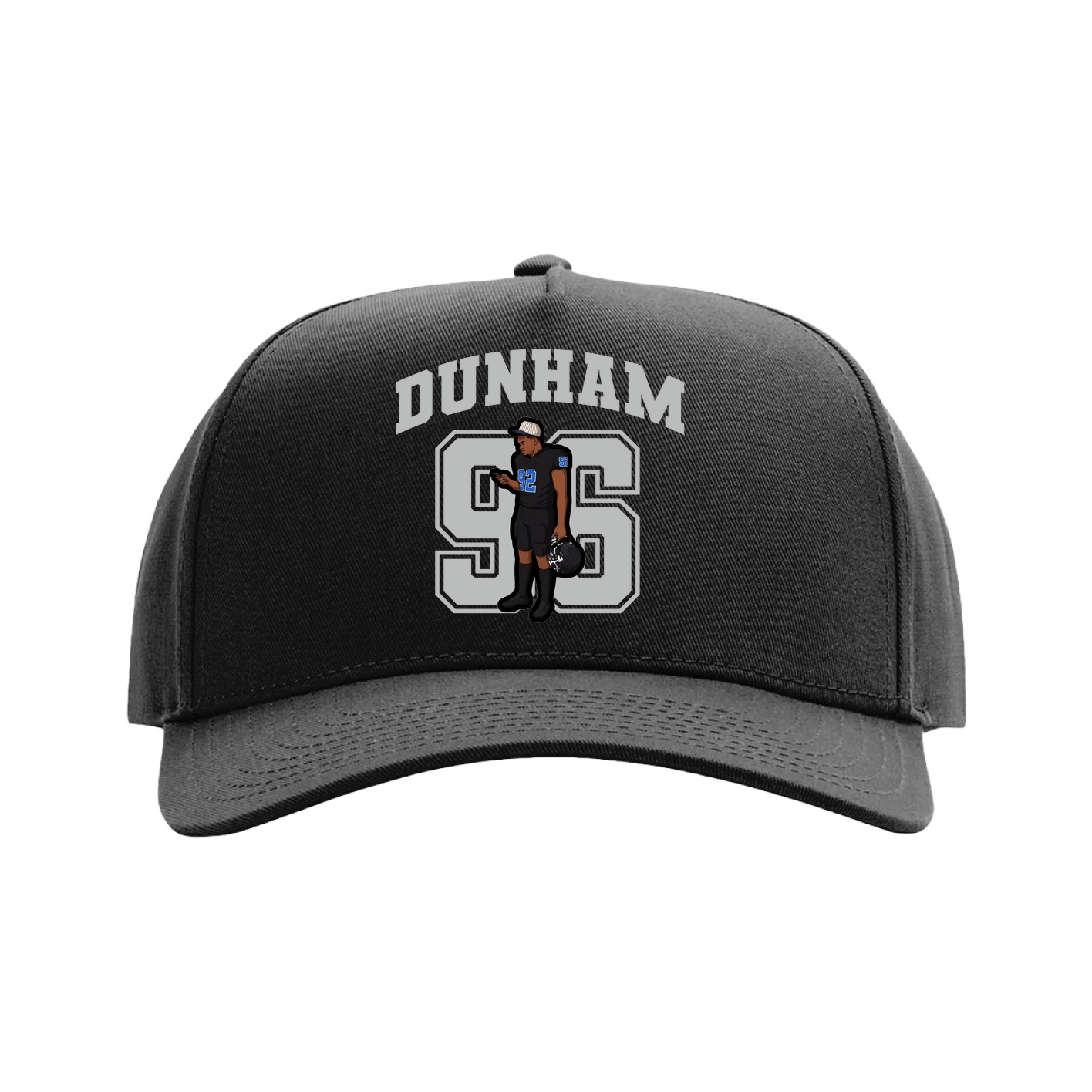 Full Fabric Five-Panel Champ Cap — Number in Black