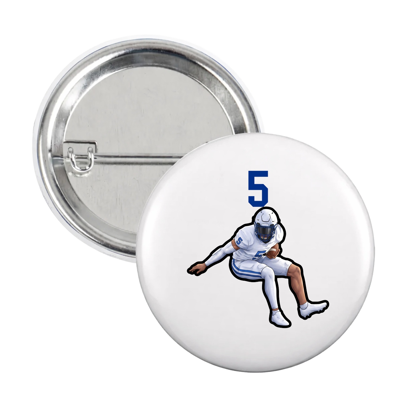 Game Day Button — Number Top in White