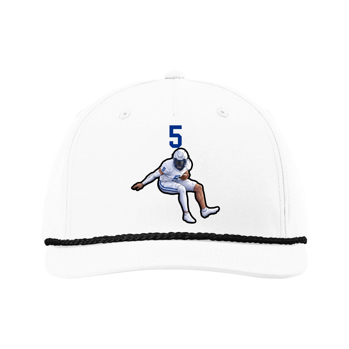 Five-Panel Classic Rope Cap — Number Top in White