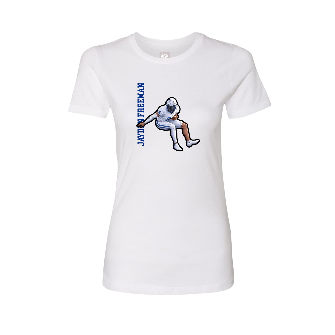 Fitted Women's Tee — Name Vertical in White