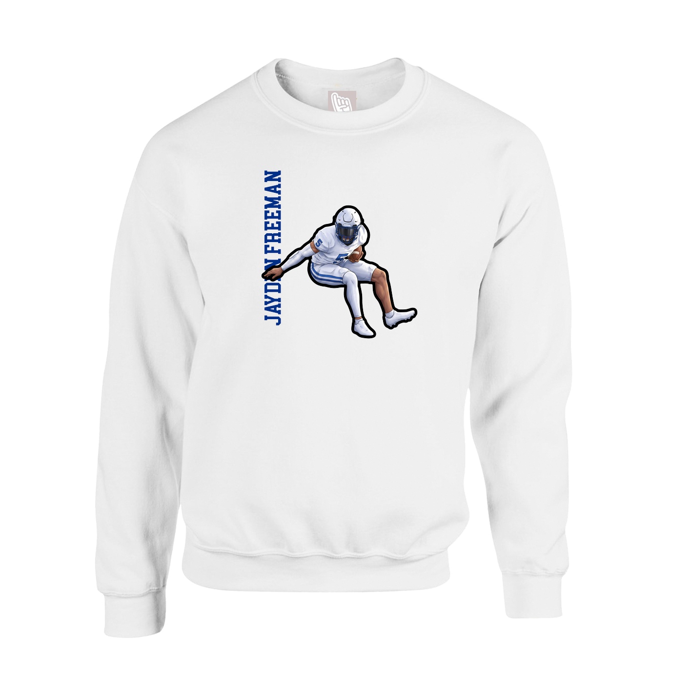 Fleece Crew — Name Vertical in White