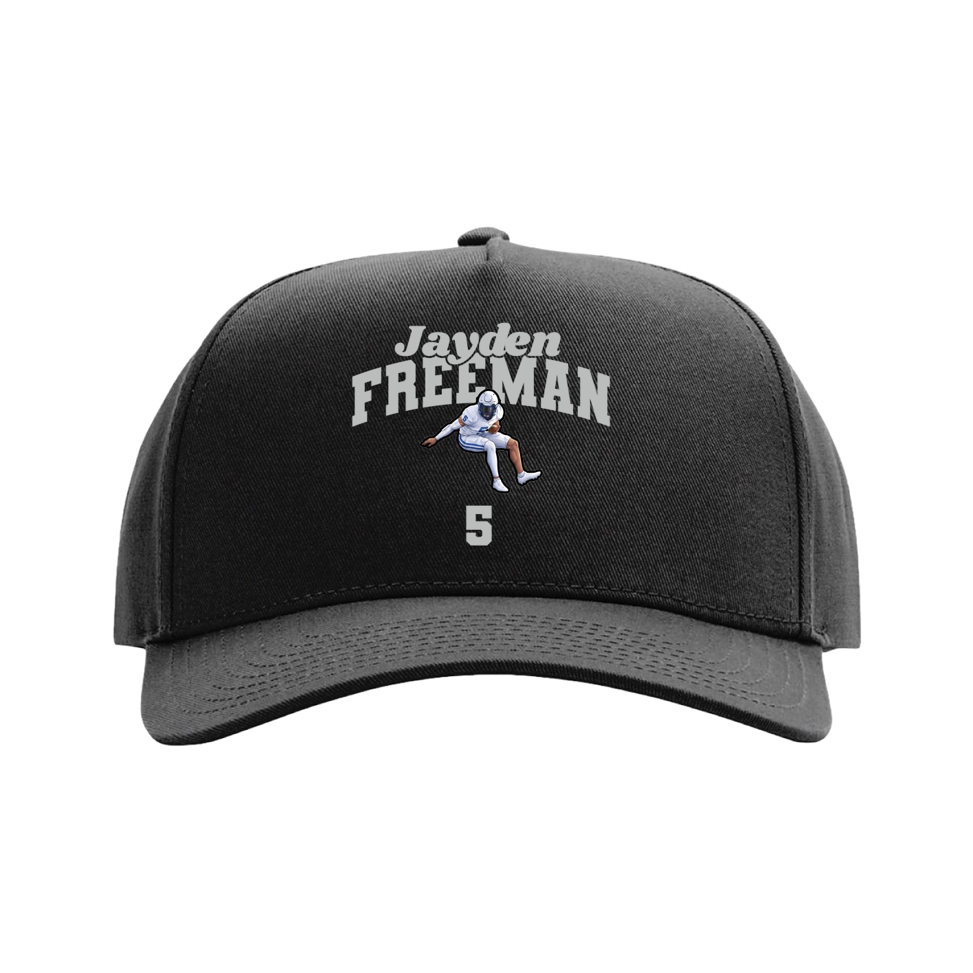 Full Fabric Five-Panel Champ Cap — Signature Arch in Black