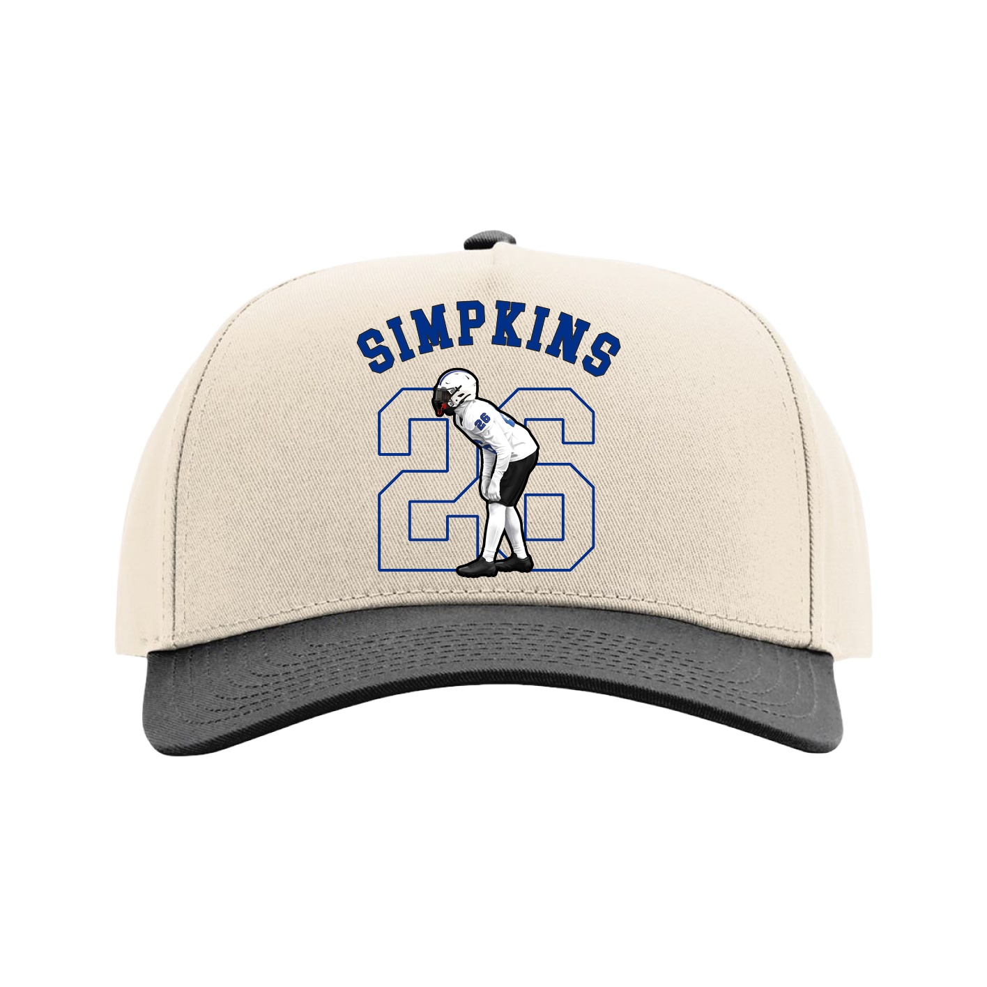Full Fabric Five-Panel Champ Cap — Shirsey Arch in Cream/Black