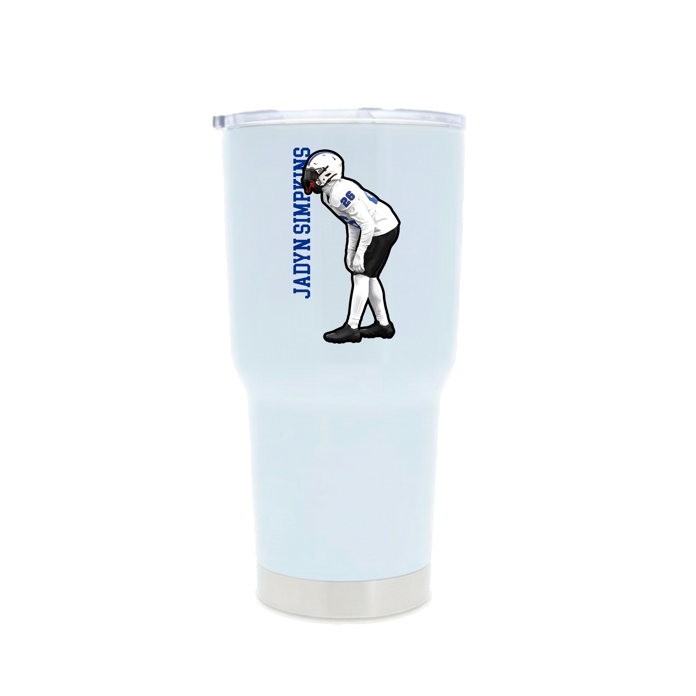 30oz Stainless Steel Tumbler — Name Vertical in White
