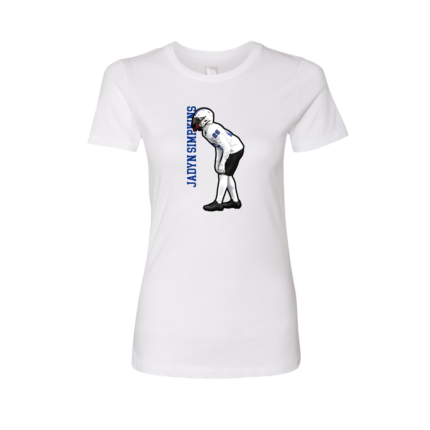 Fitted Women's Tee — Name Vertical in White