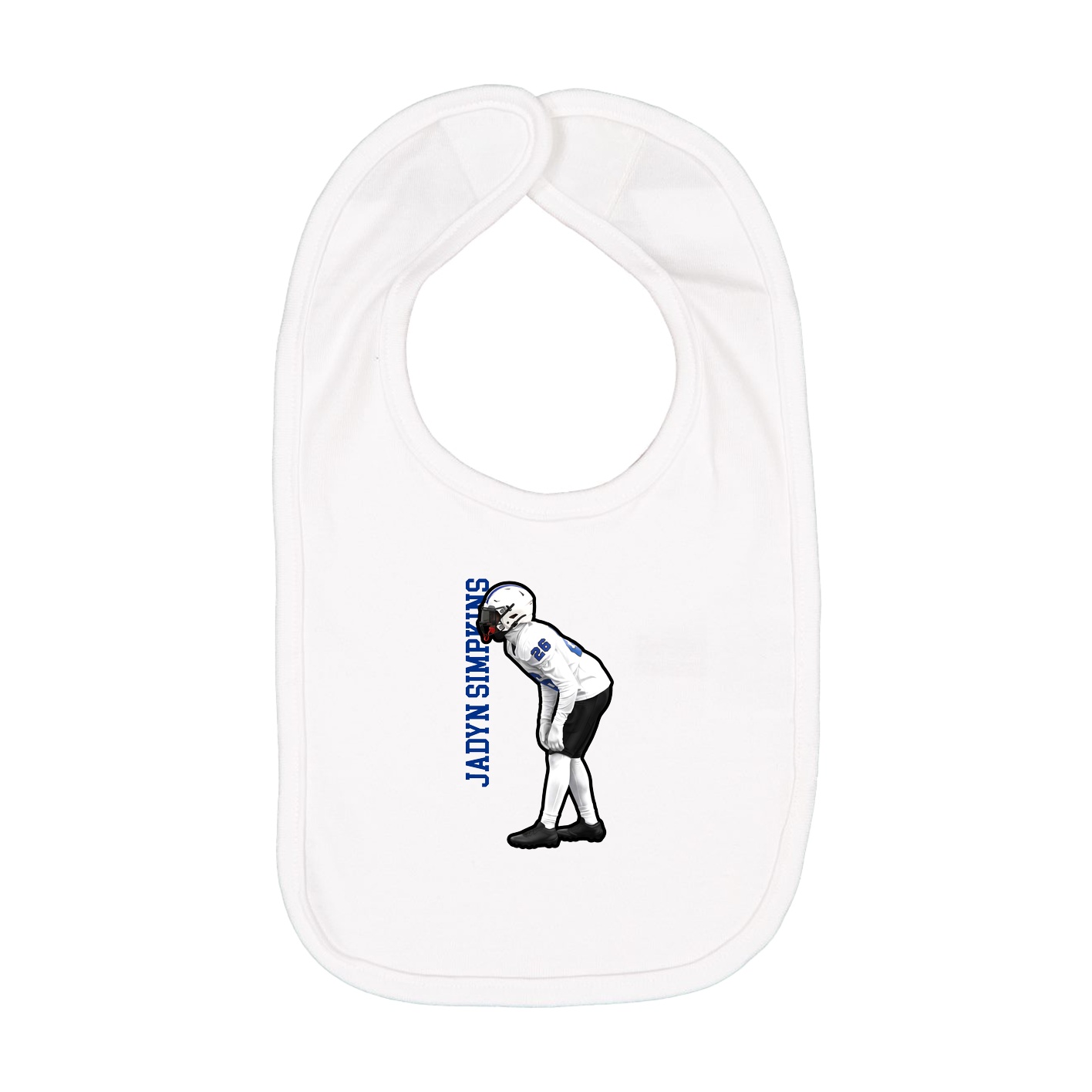 Infant Bib — Name Vertical in White