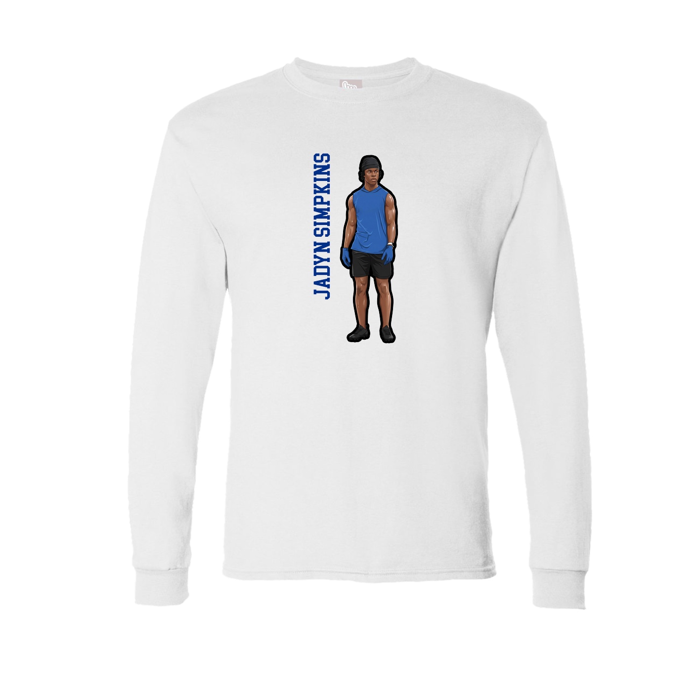 Long Sleeve Tee — Name Vertical in White