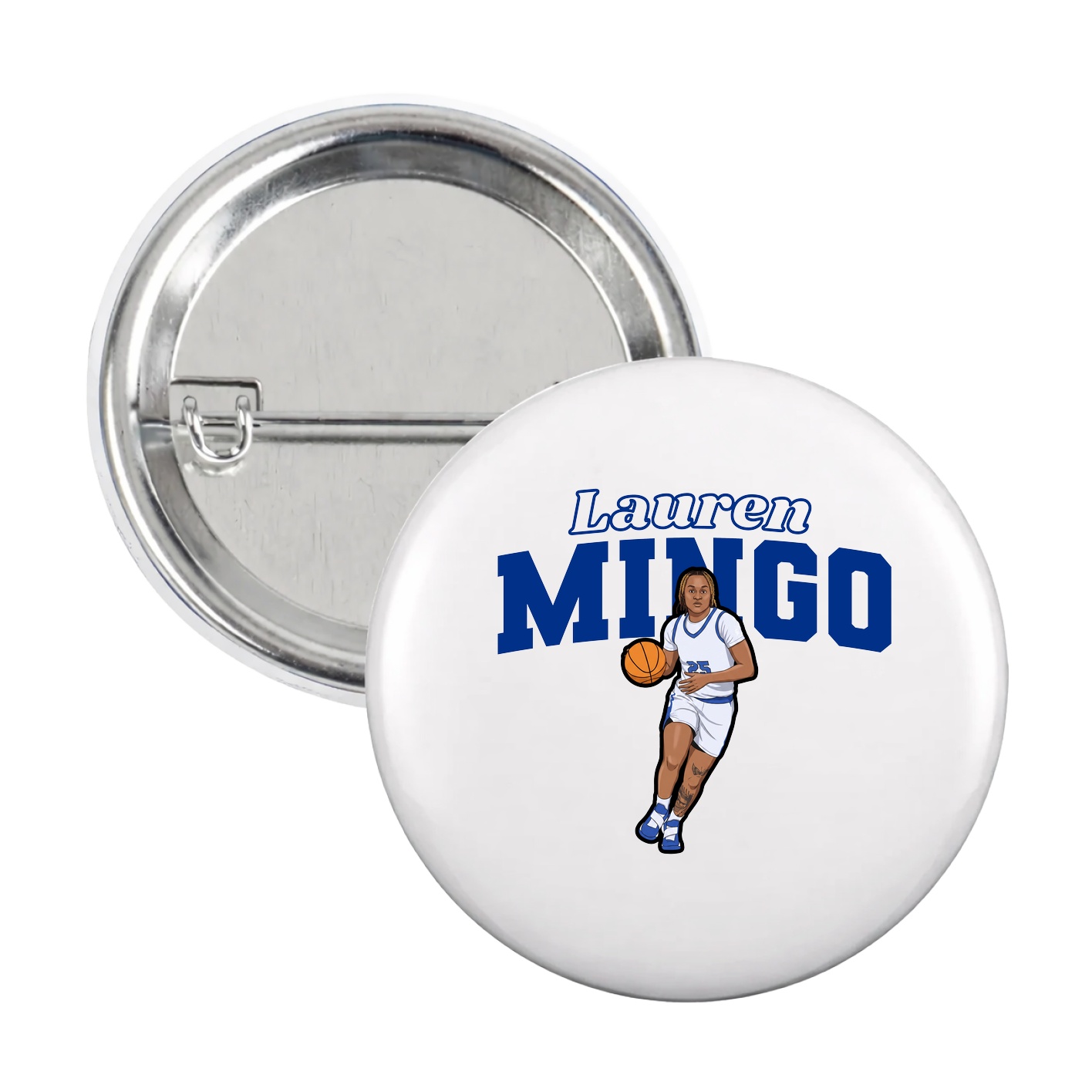 Game Day Button — Name Arch in White