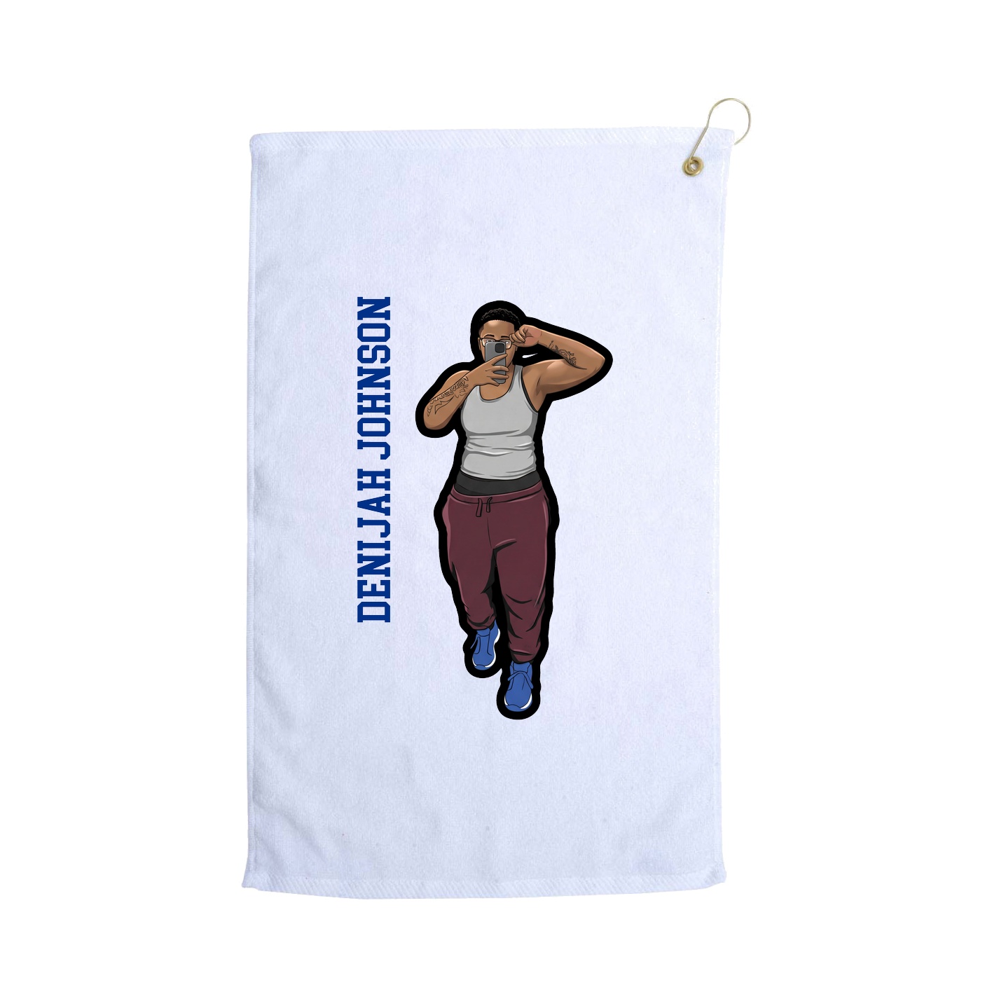 Golf Towel — Name Vertical in White