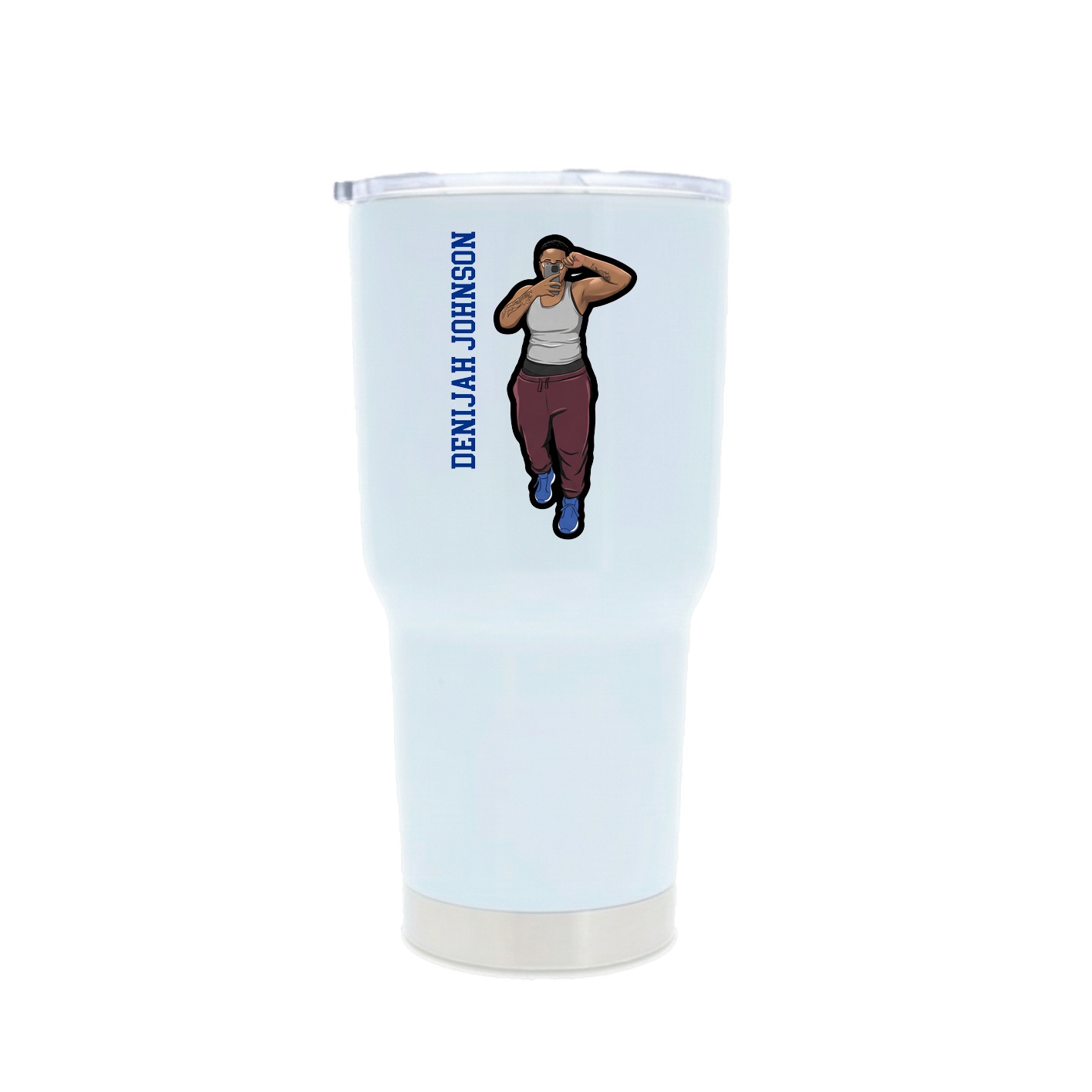 30oz Stainless Steel Tumbler — Name Vertical in White
