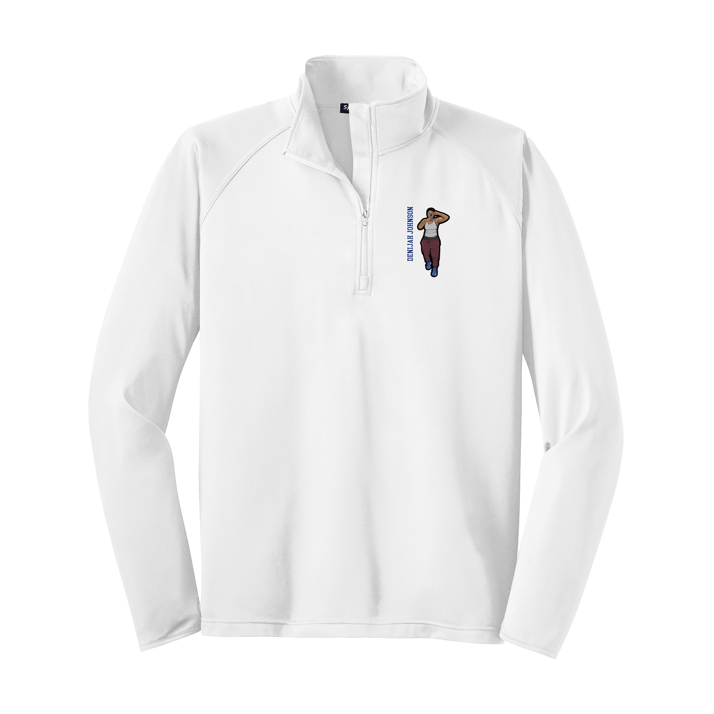 Q-Zip Pullover — Name Vertical in White