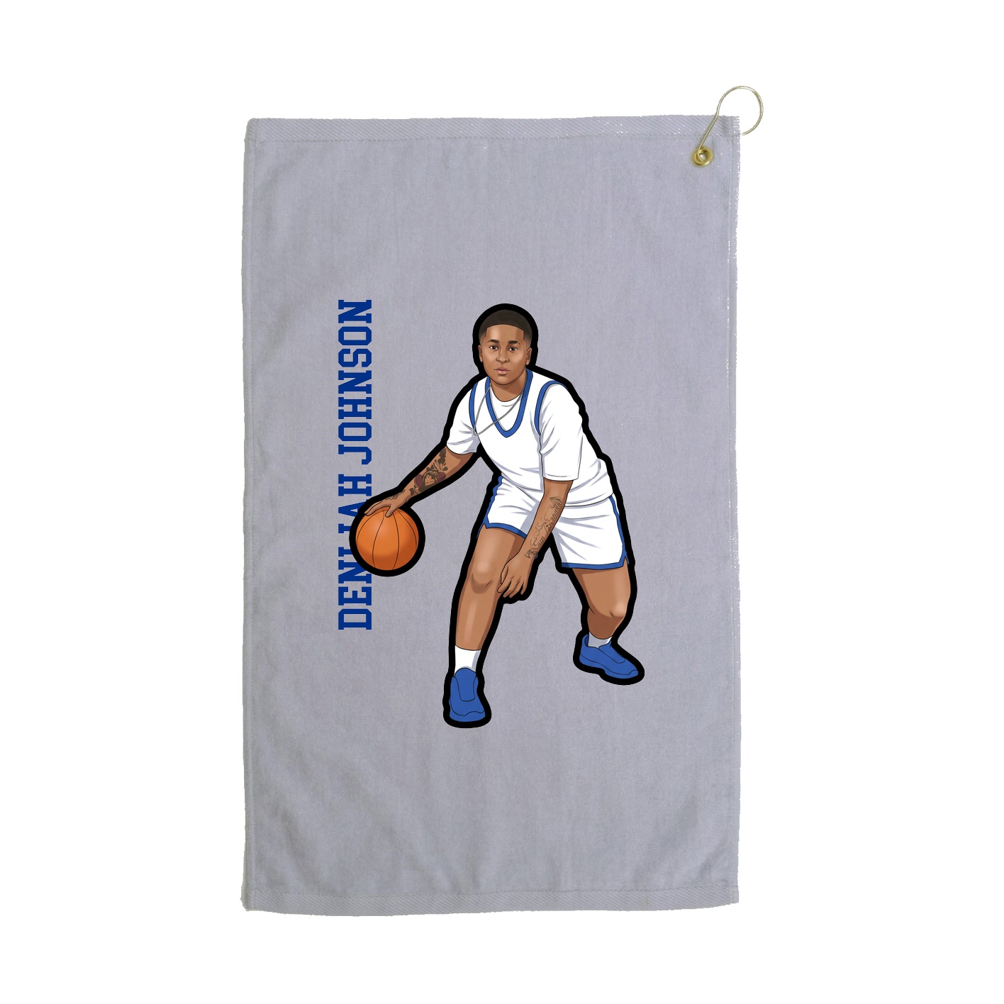 Golf Towel — Name Vertical in Grey