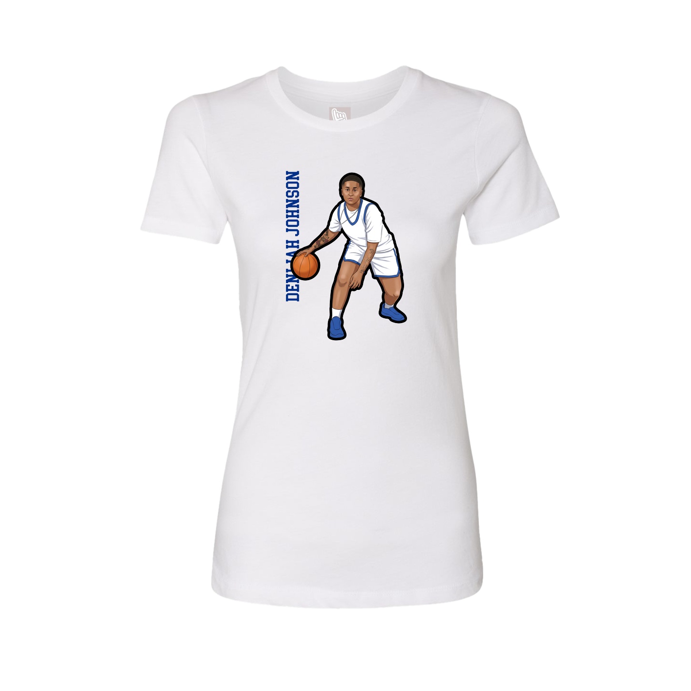 Fitted Women's Tee — Name Vertical in White