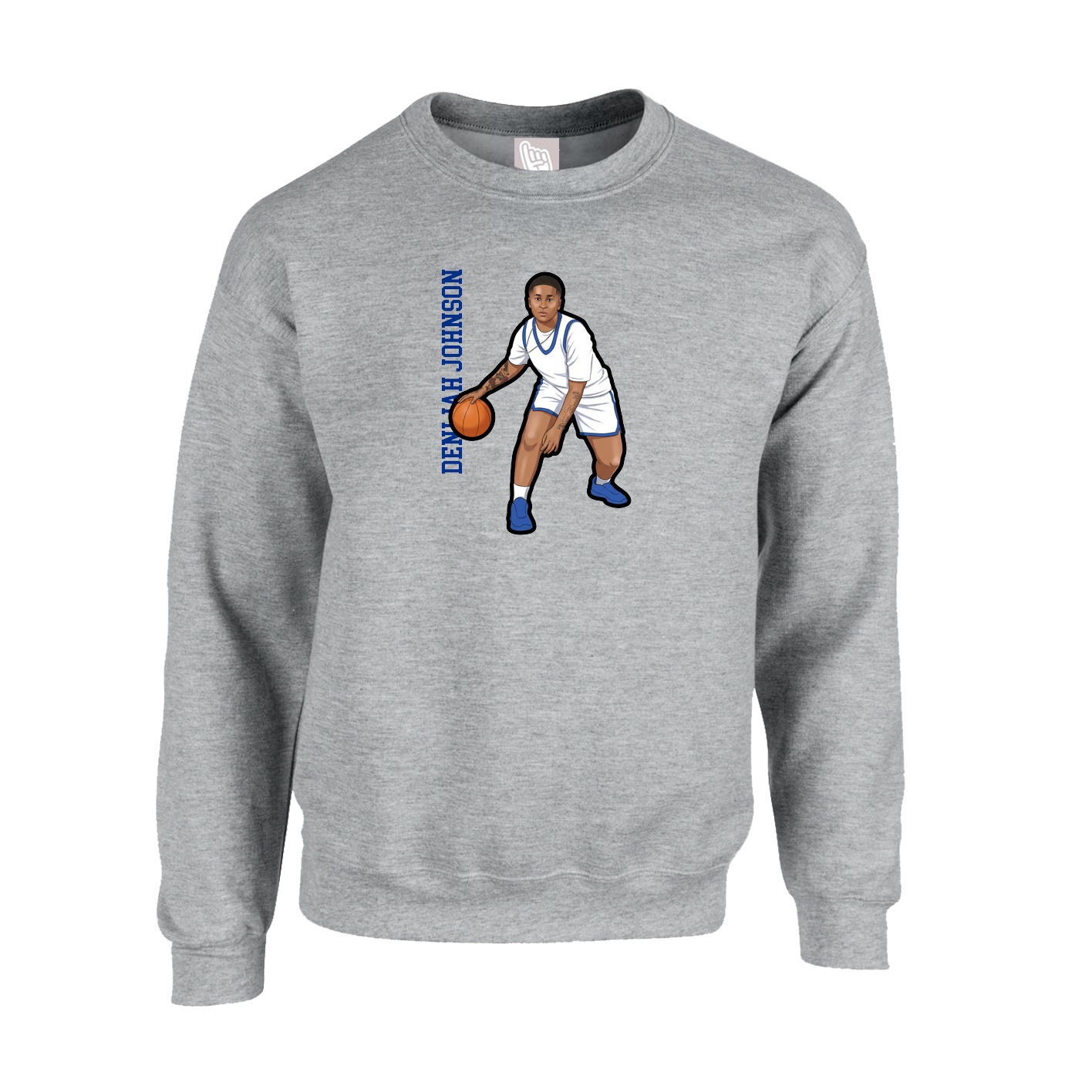 Fleece Crew — Name Vertical in Grey