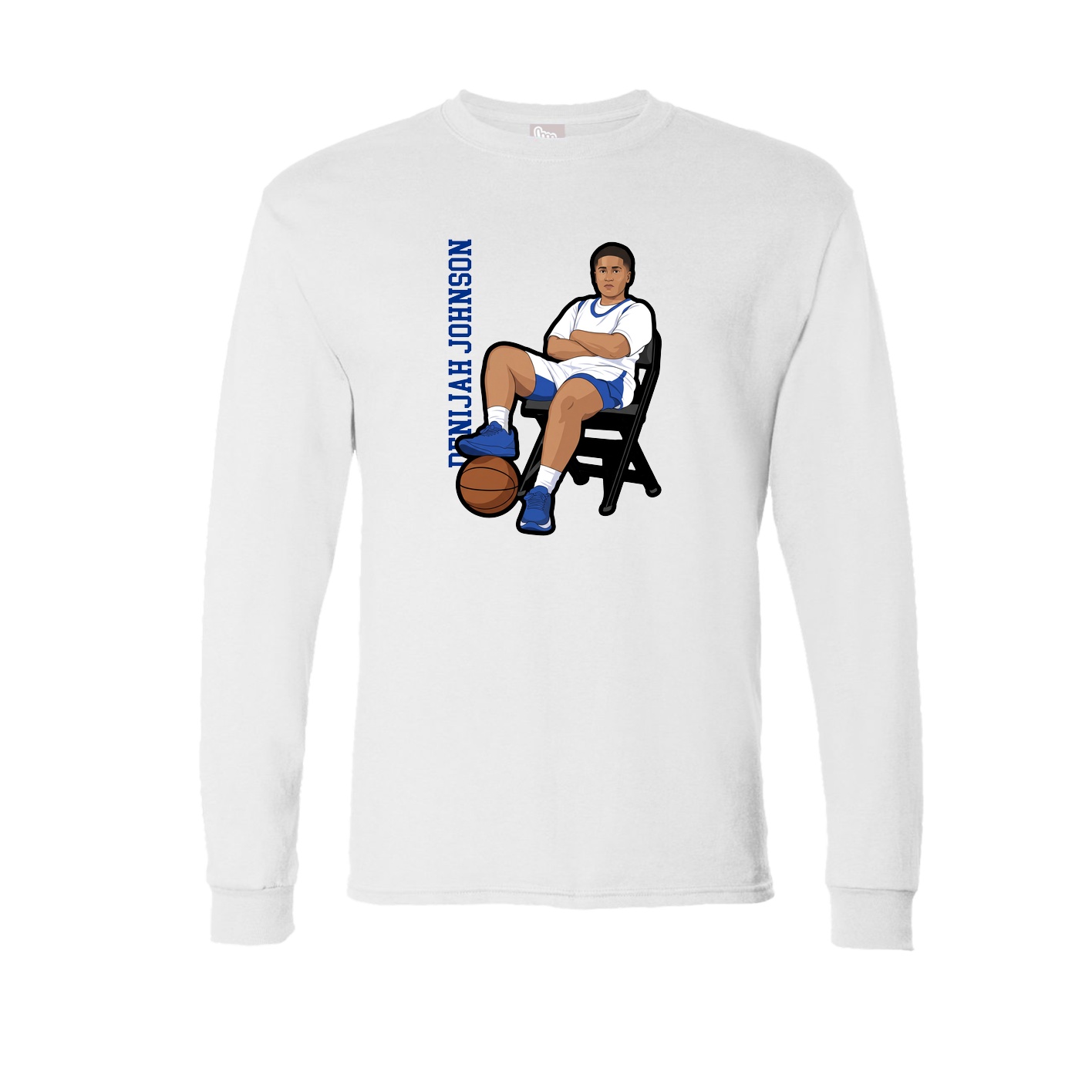 Long Sleeve Tee — Name Vertical in White