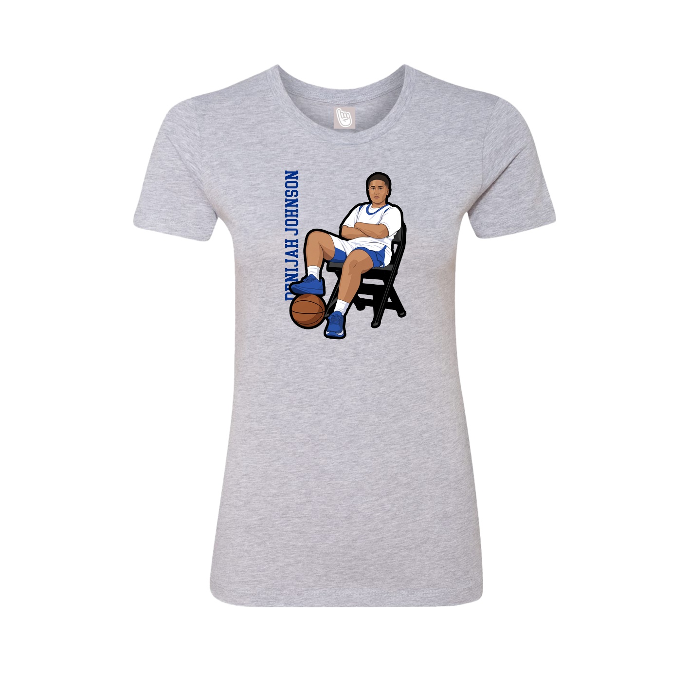 Fitted Women's Tee — Name Vertical in Grey