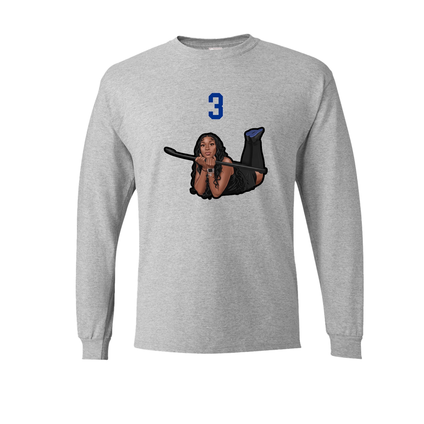 Long Sleeve Tee — Number Top in Grey