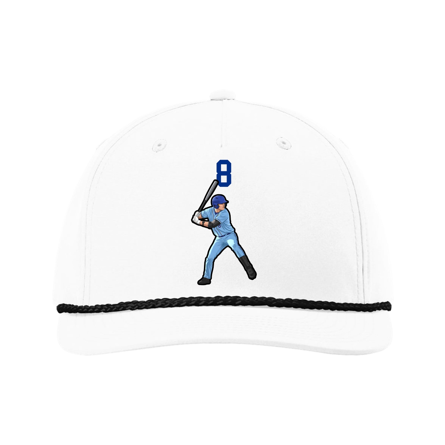 Five-Panel Classic Rope Cap — Number Top in White