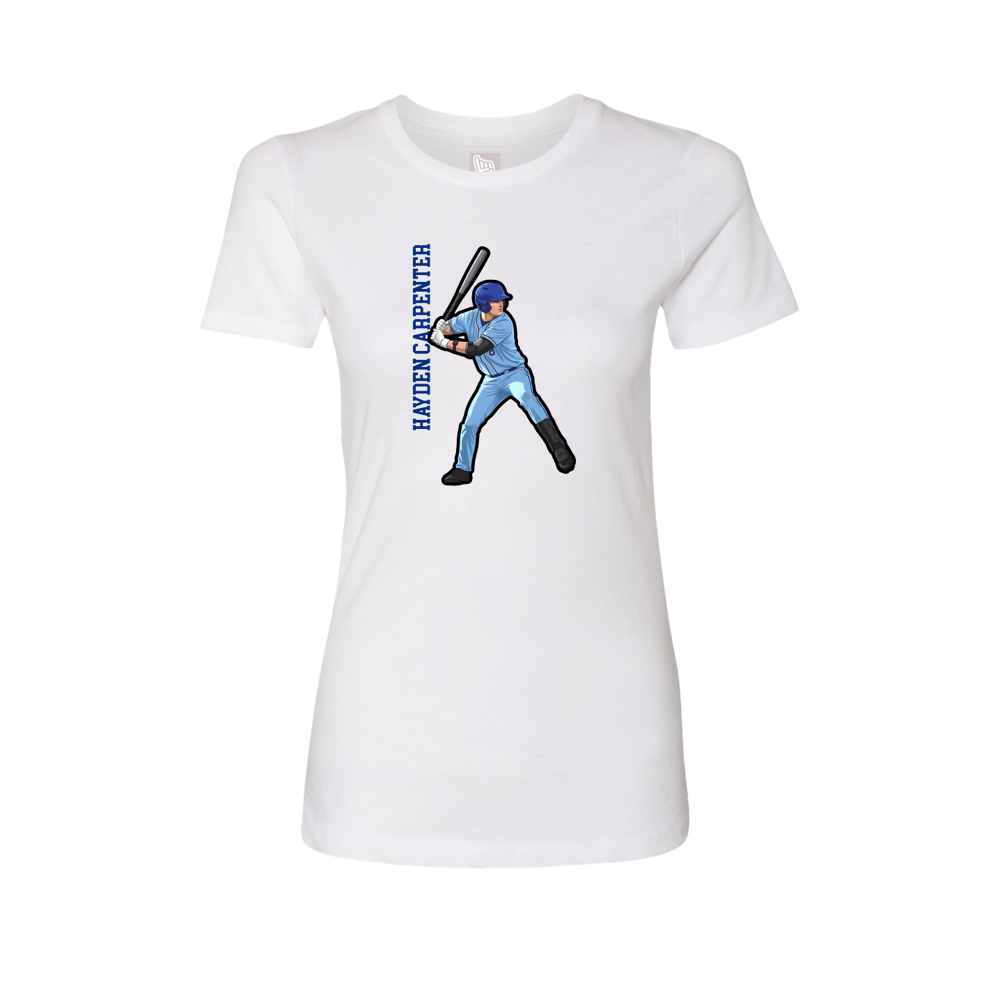 Fitted Women's Tee — Name Vertical in White
